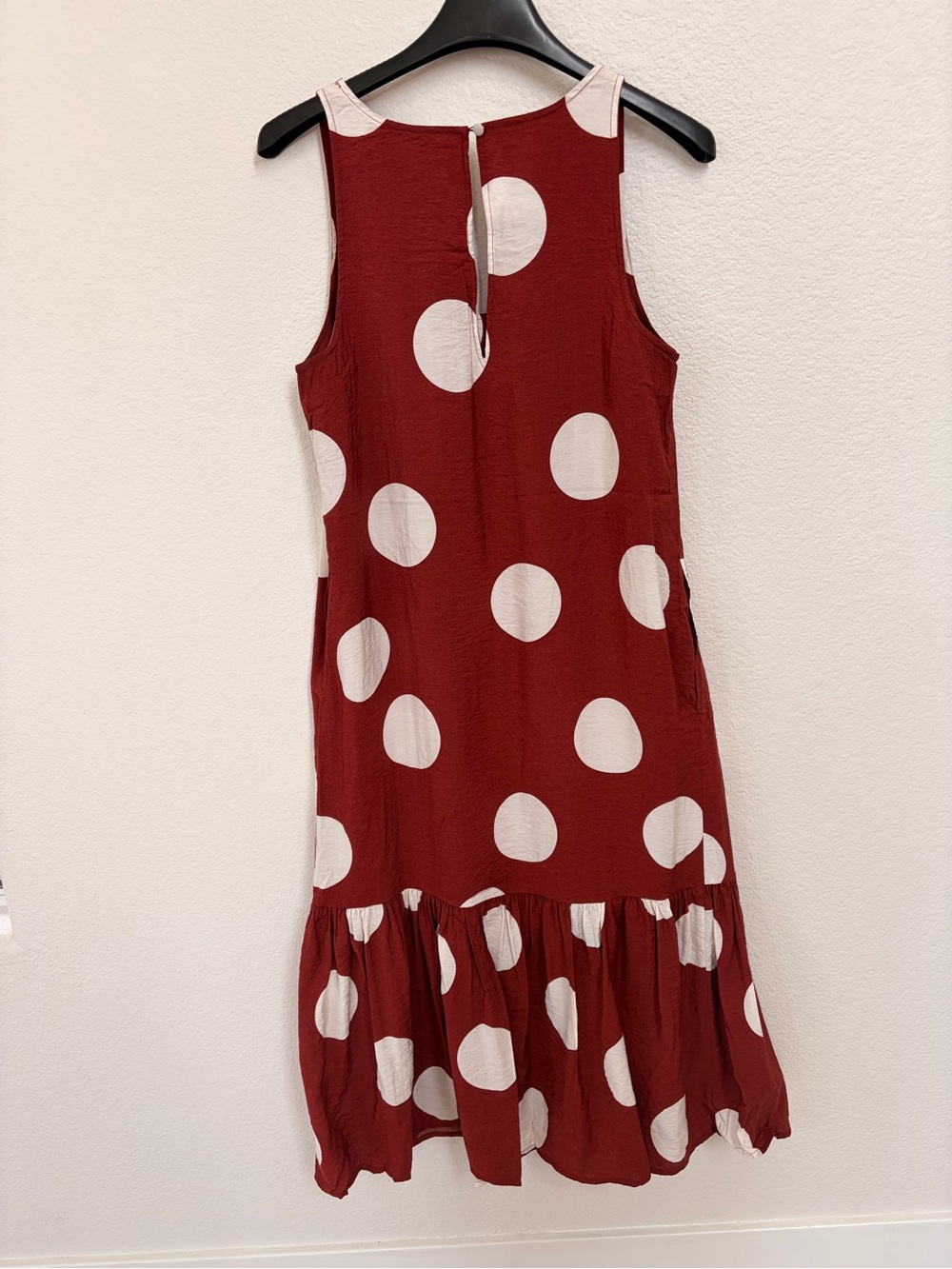 Anthropologie Rust Midi Dress with White Polka Dots - Picture 3 of 7